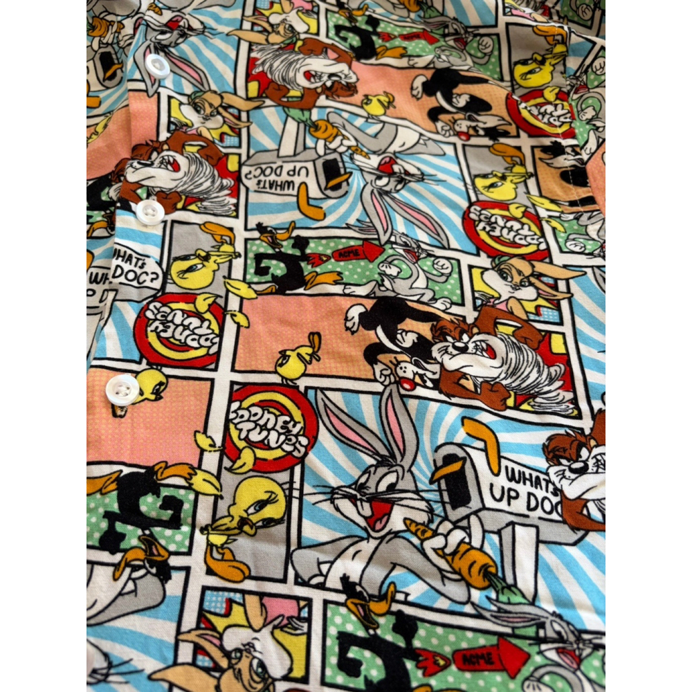 Looney Tunes “What’s Up Doc?” Comic Strip Button-Down Shirt - Men’s Size S - Picture 8 of 8